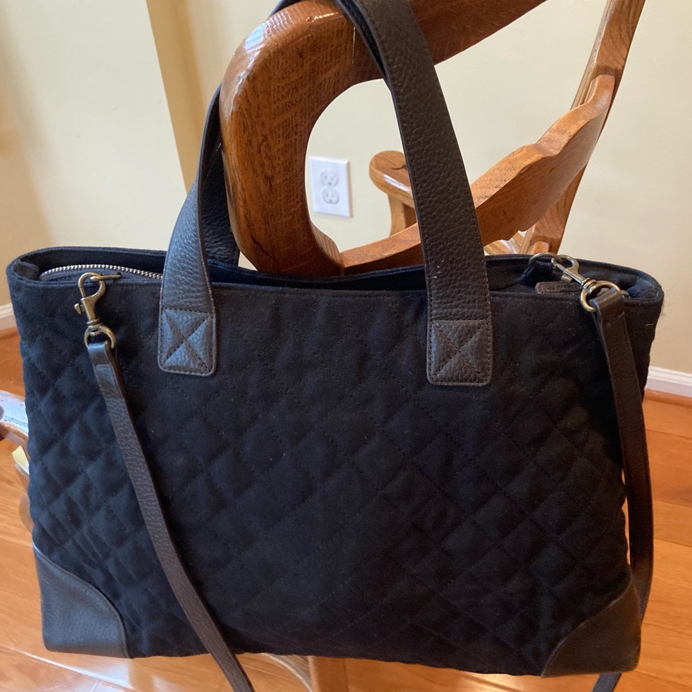 Talbots Quilted Bag: Fabric & Leather